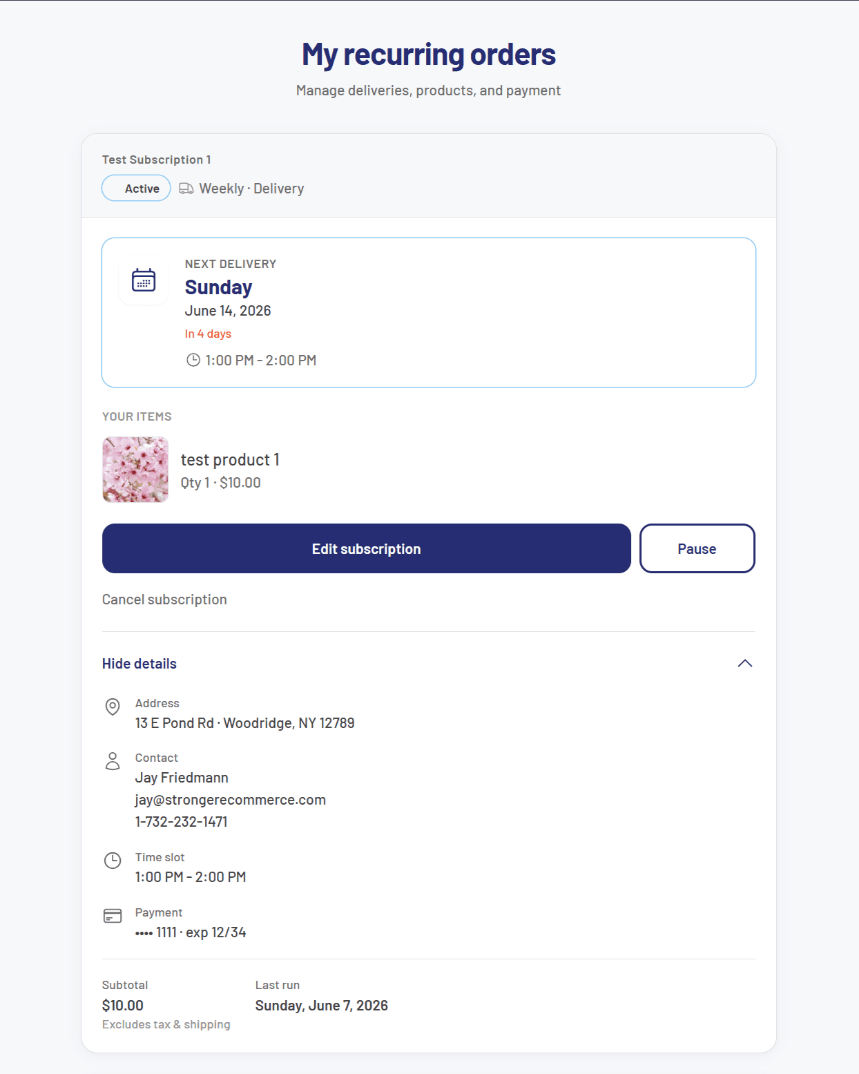 Recurring Orders